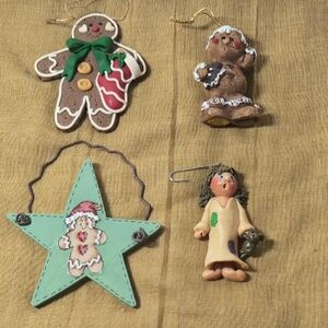 Christmas Ornaments, Gingerbread And Girl In Nightgown